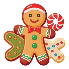 Christmas gingerbread cookies isolated on white background
