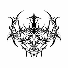 Neo tribal emblem abstract design, cybergothic sigil style elements. Bold vector art ideal for dark visuals, prints, and alternative merch.