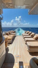 Obraz premium Luxury yacht deck with sun loungers