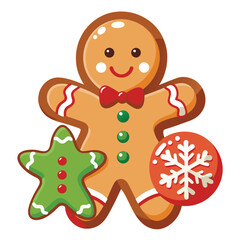 Christmas gingerbread cookies isolated on white background