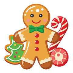 Christmas gingerbread cookies isolated on white background