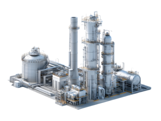 Industrial Carbon Capture Plant on Transparent Background