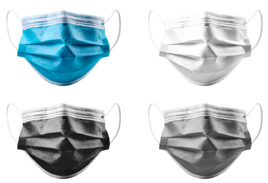 face mask doctor in four colors isolated on white background