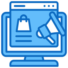 Product Promotion Icon Digital Marketing Blue Fill Design Vector Concept