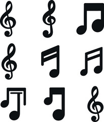 Music Note Icons Set | Music Notes and Symbols Set | Vector music logo with abstract design, music note icon for branding | Musical Note icon set