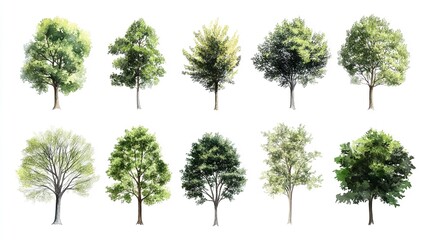 Obraz premium set of pine trees isolated