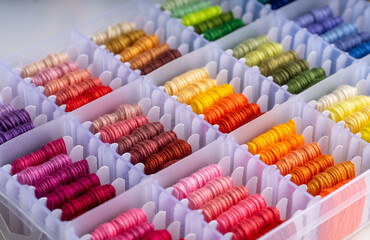 Close up of Cotton Thread in Various Colors