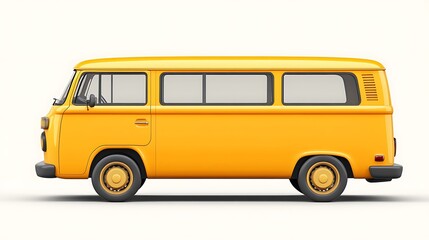 Yellow vintage van side profile