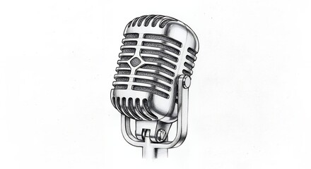 Vintage microphone graphic illustration monochrome style