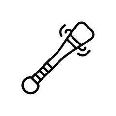 Minimalist Line Art Vector Illustration Of A Baby Rattle Toy With Shaking Lines