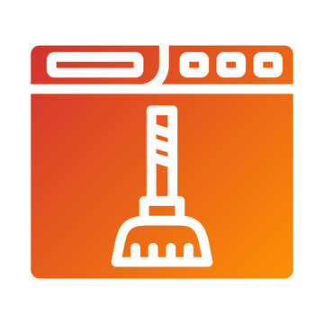 orange browser window with white broom clip art preview