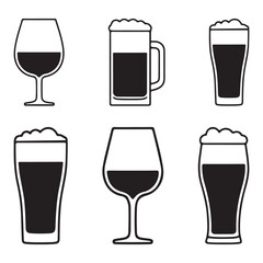 alcohol glass silhouette vector