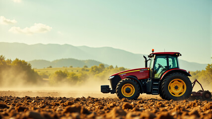 Modern Tractor Working in the Field