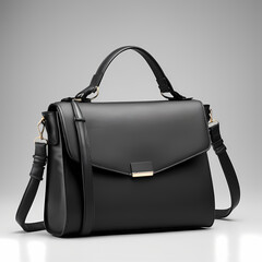Black sling bag with strap isolated  