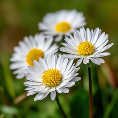 Obraz premium Daisies blooming in a vibrant green field