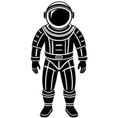 Fototapeta premium Line art vector silhouette of an astronaut in a space suit, standing upright