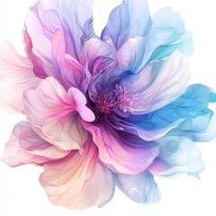 Obraz premium Beautiful Soft Blooming Flower with Pastel Petals in Shades of Pink, Purple, and Blue, Ideal for Nature and Art Themes