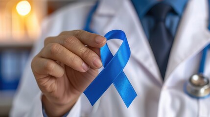 The blue awareness ribbon