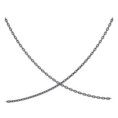 Old Сrossed Сhains, 3d illustration isolated on white background