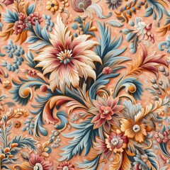 Printed appearance of woven brocade