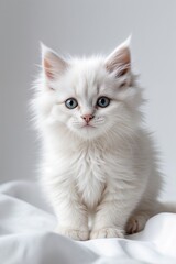 Fluffy Kitten in White Studio – High Quality Minimal Background Image

