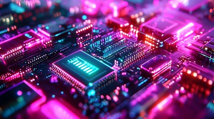 Obraz premium Data Scientists Develop Quantum Computing Solutions Highlighted by Futuristic Digital Interface With Vibrant Holographic Effects and Technological Innovation