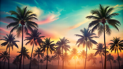 "Watercolor Sunset Background in Pink, Purple & Gold – Breathtaking Coachella-Inspired Festival Sky with Copy Space"