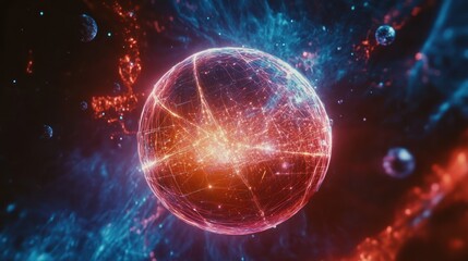 Red orb energy cosmic explosion space nebula fantasy