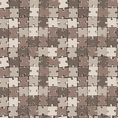 Puzzle Coffee Pattern. Seamless Vector Background. Abstract Colorful Print. Template. Vector Illustration in Coffee Colors