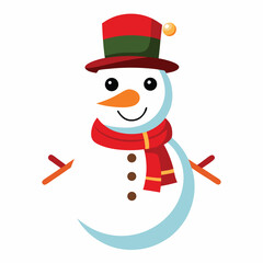 Christmas snowman on white background