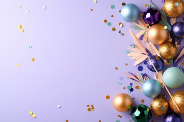 Festive Ornaments with Purple Background.