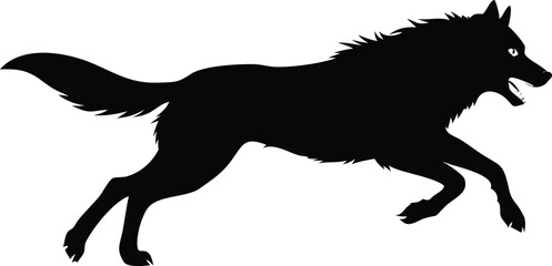 Silhouette Wolf Illustration, Running Wild, Transparent Background, Canine Design