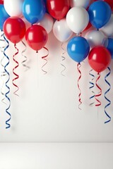 Blue red and white balloons, the concept of Independence Day, the colors of the American flag.