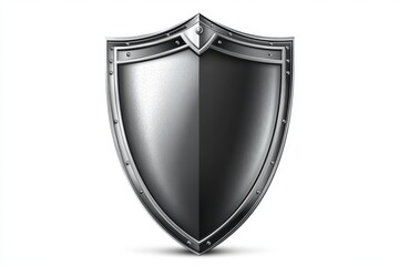 Metal shield isolated centrally on white background