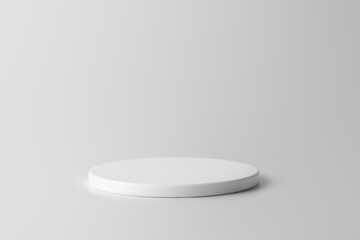 White round podium on white background