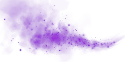 Magic purple smoke with glitter and small particles of twinkling stars. Fog with luminous particles. Purple vapor with stardust. Morning fog over land or water surface, magic haze. Fog or smoke. Smog  © Orange Sky