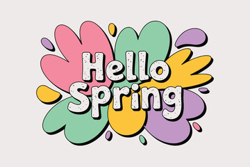 Watercolor Spring Floral Vector with Hand-Drawn Flowers and Pastel Lettering