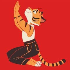 Unique illustration of a tiger in pants for children's books or interior design
