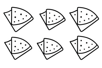 Watermelon Slice Icon Set: A simple and elegant icon set featuring six stylized watermelon slices with black lines and white background, perfect for branding, menus, and digital projects.