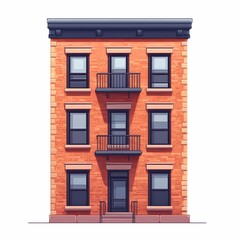 Obraz premium Modern Brick Facade in Urban Residence: Multifamily Apartment Building Design and Architecture