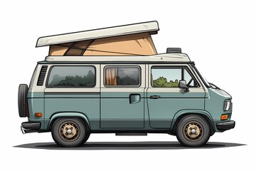 Obraz premium Retro Camper Van: Nostalgic Road Trip Adventure and Eco-Friendly Travel in a Classic Vehicle
