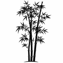 Obraz premium Eco-Friendly Bamboo Forest Silhouette: Sustainable Plant Design for Asian Culture Wall Art and Zen Garden Decor