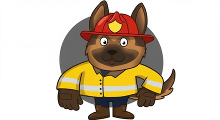 Cartoon dog firefighter illustration childrens educational character