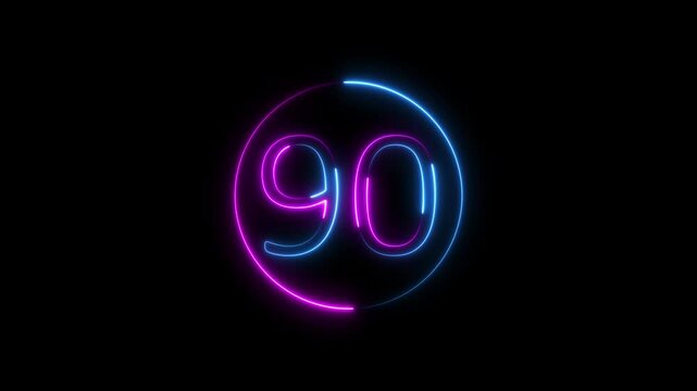 neon number 90 animated video