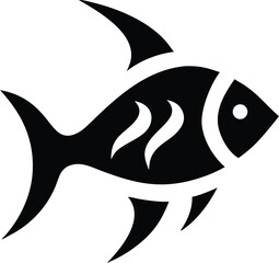 Simple Fish Icon Isolated on Transparent Background Silhouette Style
