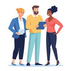 three-diverse-business-partners-standing-and-discus vector image on white background