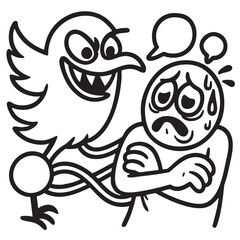 Social media pressure and anxiety concept illustration , Rough line art