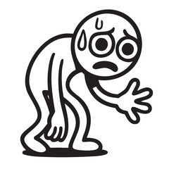 Exhausted cartoon figure reaching out illustration , Rough line art