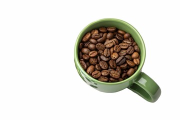  cup of coffee beans isolated against white background 