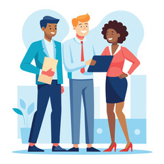 three-diverse-business-partners-standing-and-discus vector image on white background